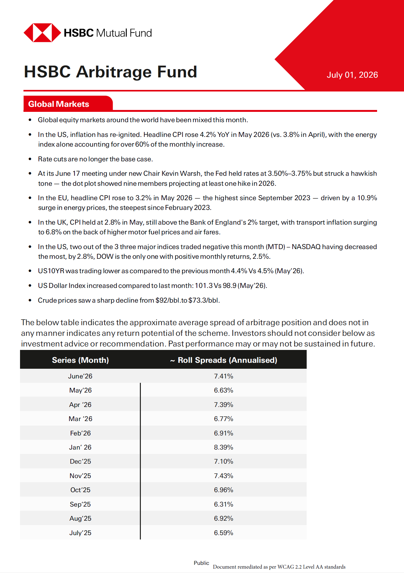 HSBC Arbitrage Fund Note - 1 July 2026