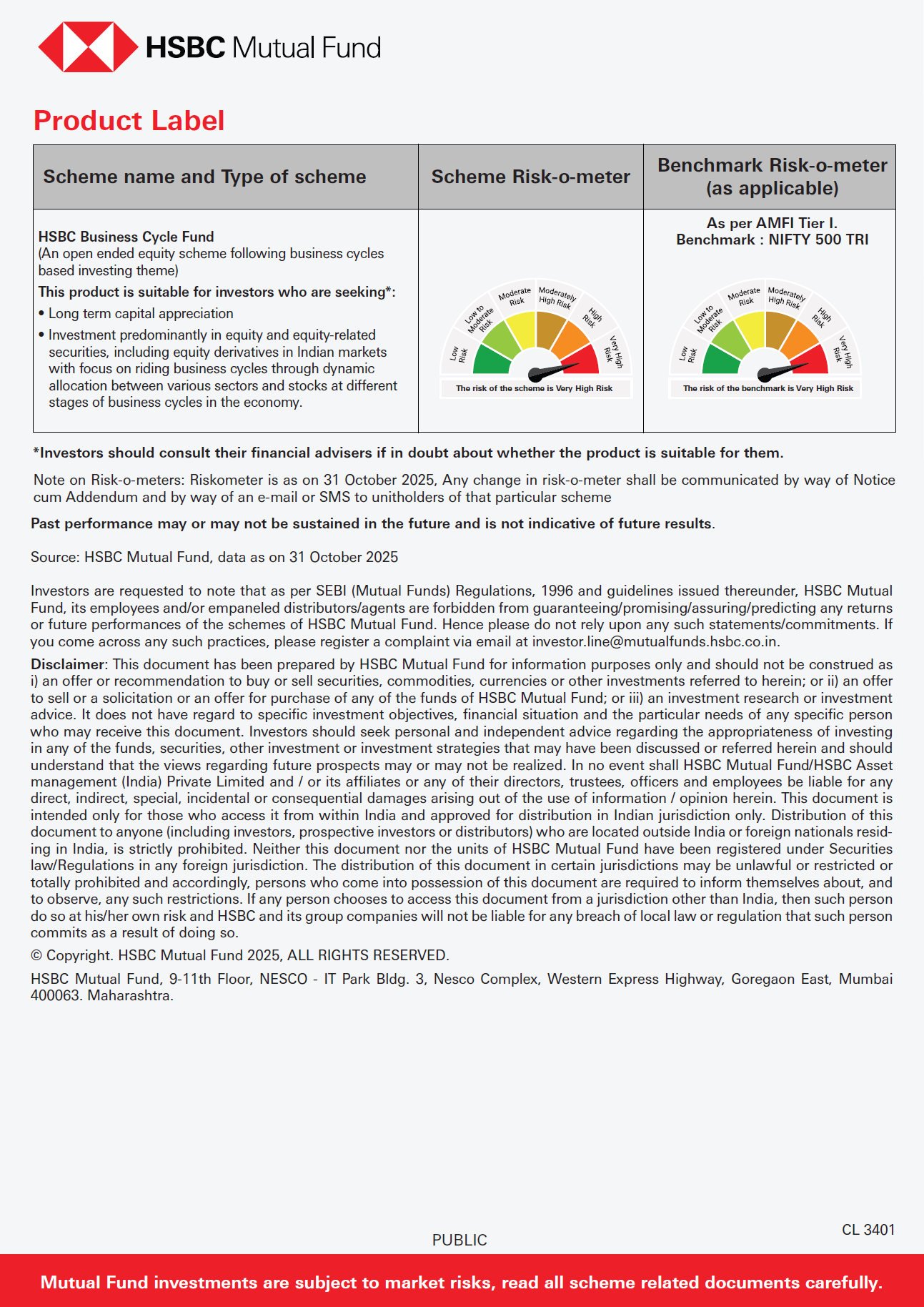 HSBC Business Cycle Fund - November 12, 2025