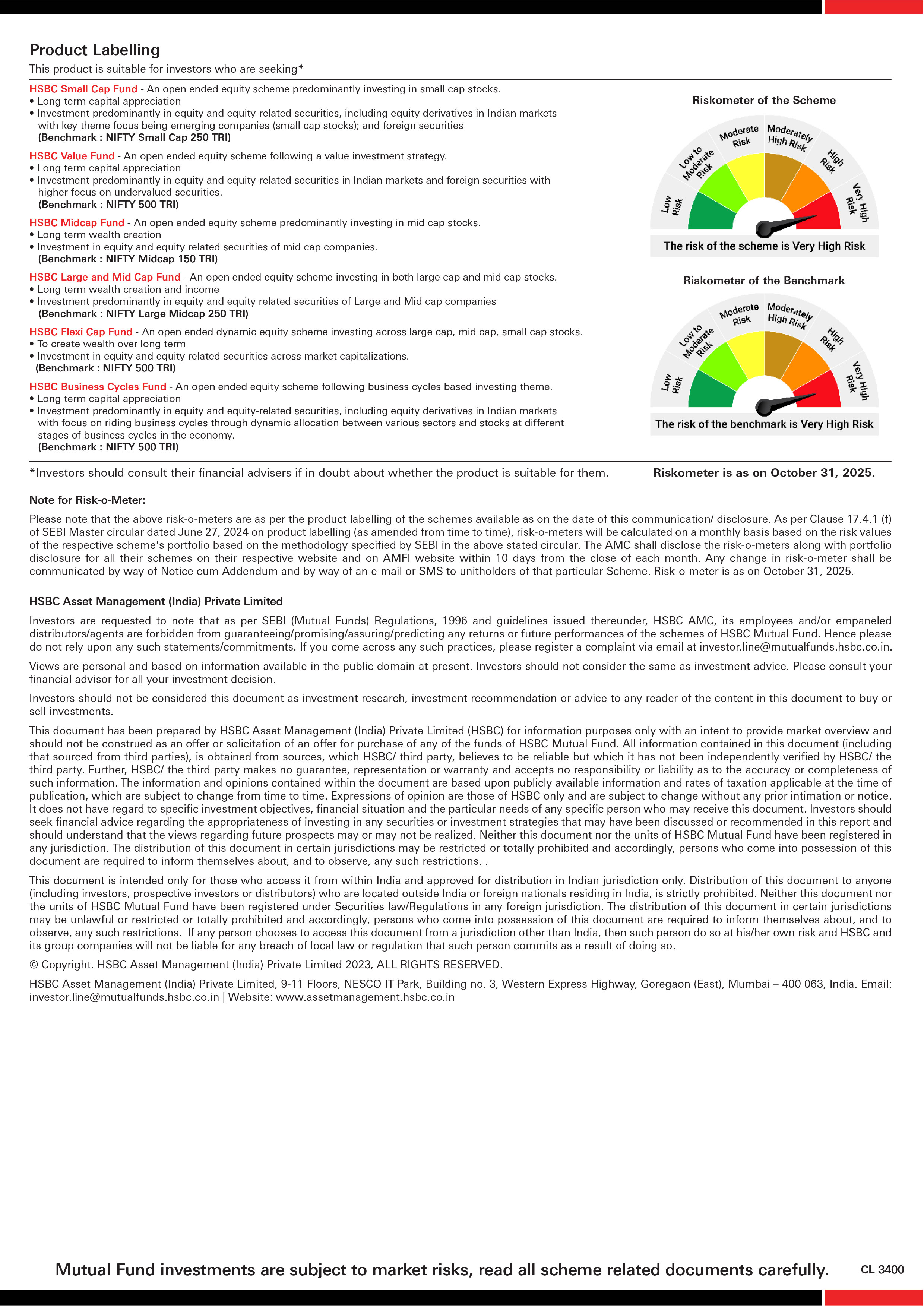 HSBC Equity Funds - SIP & Lumpsum Performance Leaflet - October 2025 
