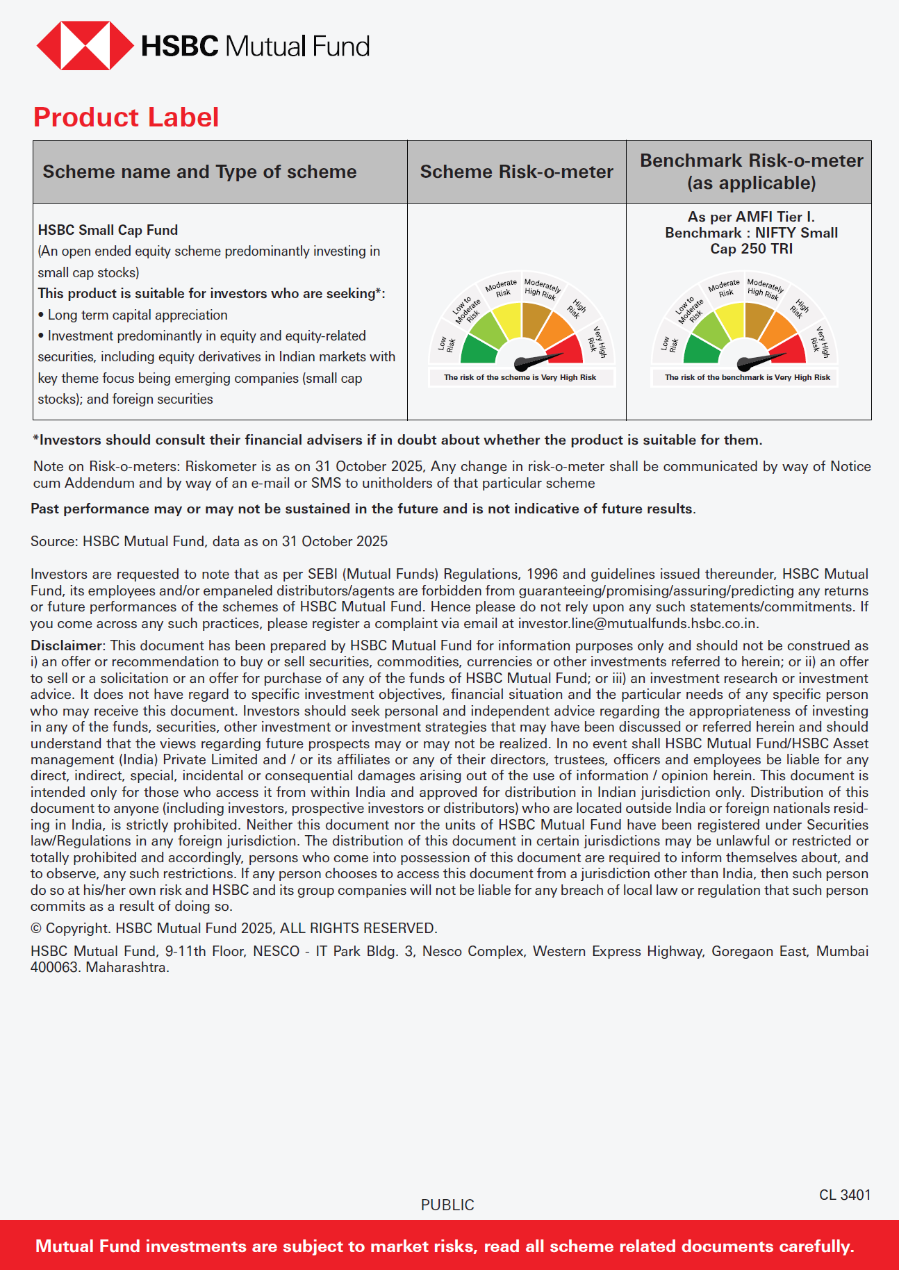 HSBC Small Cap Fund - November 12, 2025