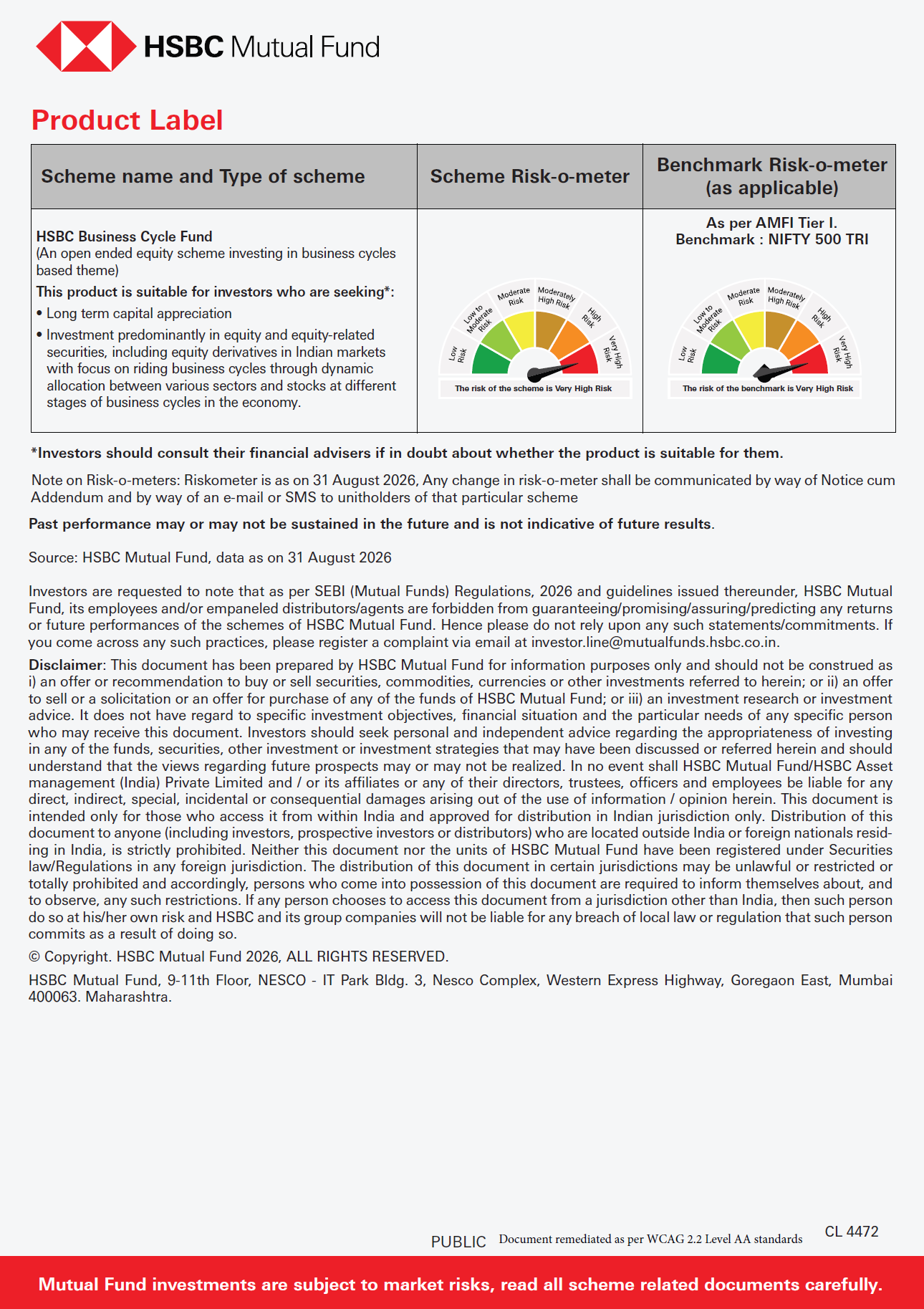 SIP & SIP Top Up Performance Leaflet - HSBC Business Cycle Fund - Sept 24, 2026