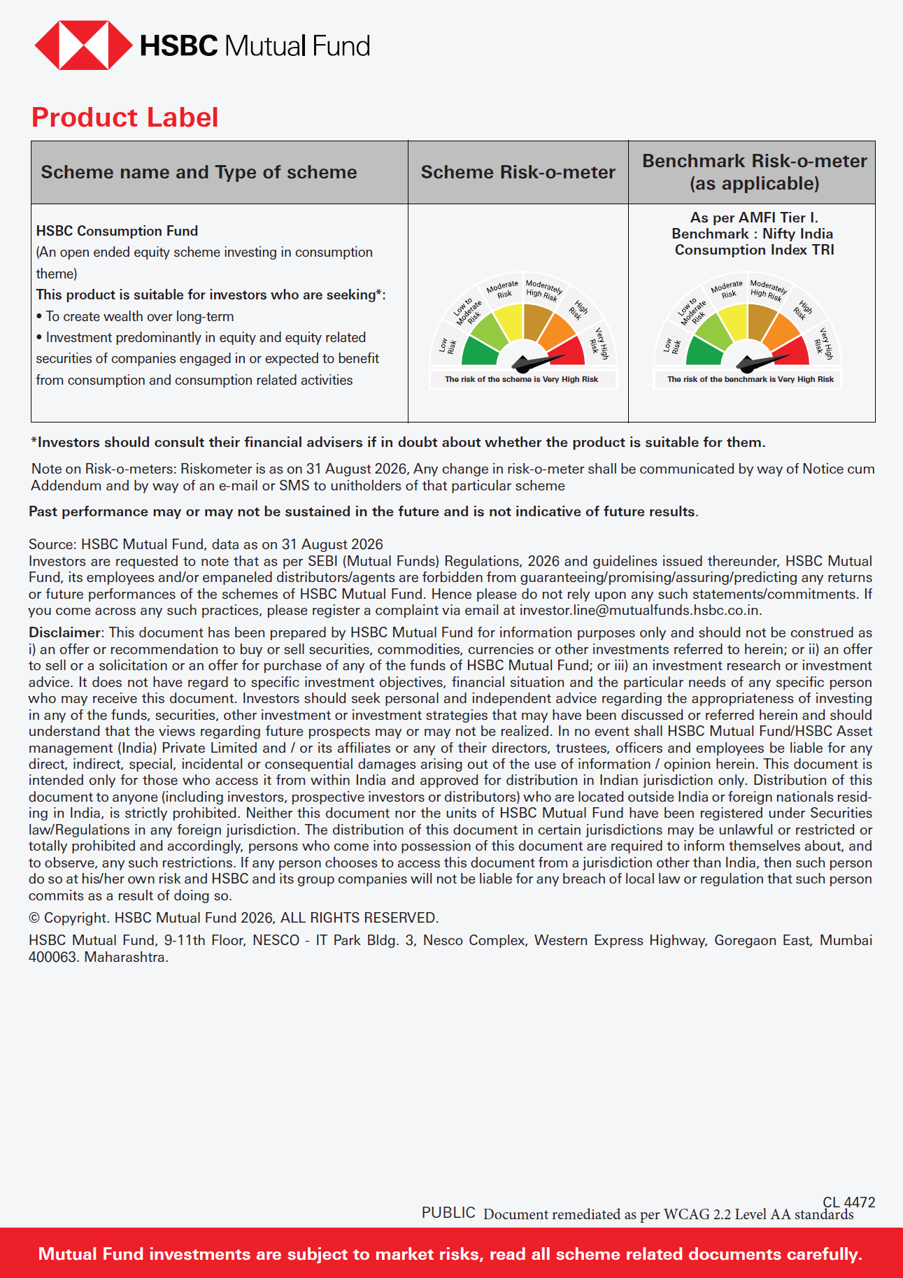 SIP & SIP Top Up Performance Leaflet - HSBC Consumption Fund - Sept 24, 2026