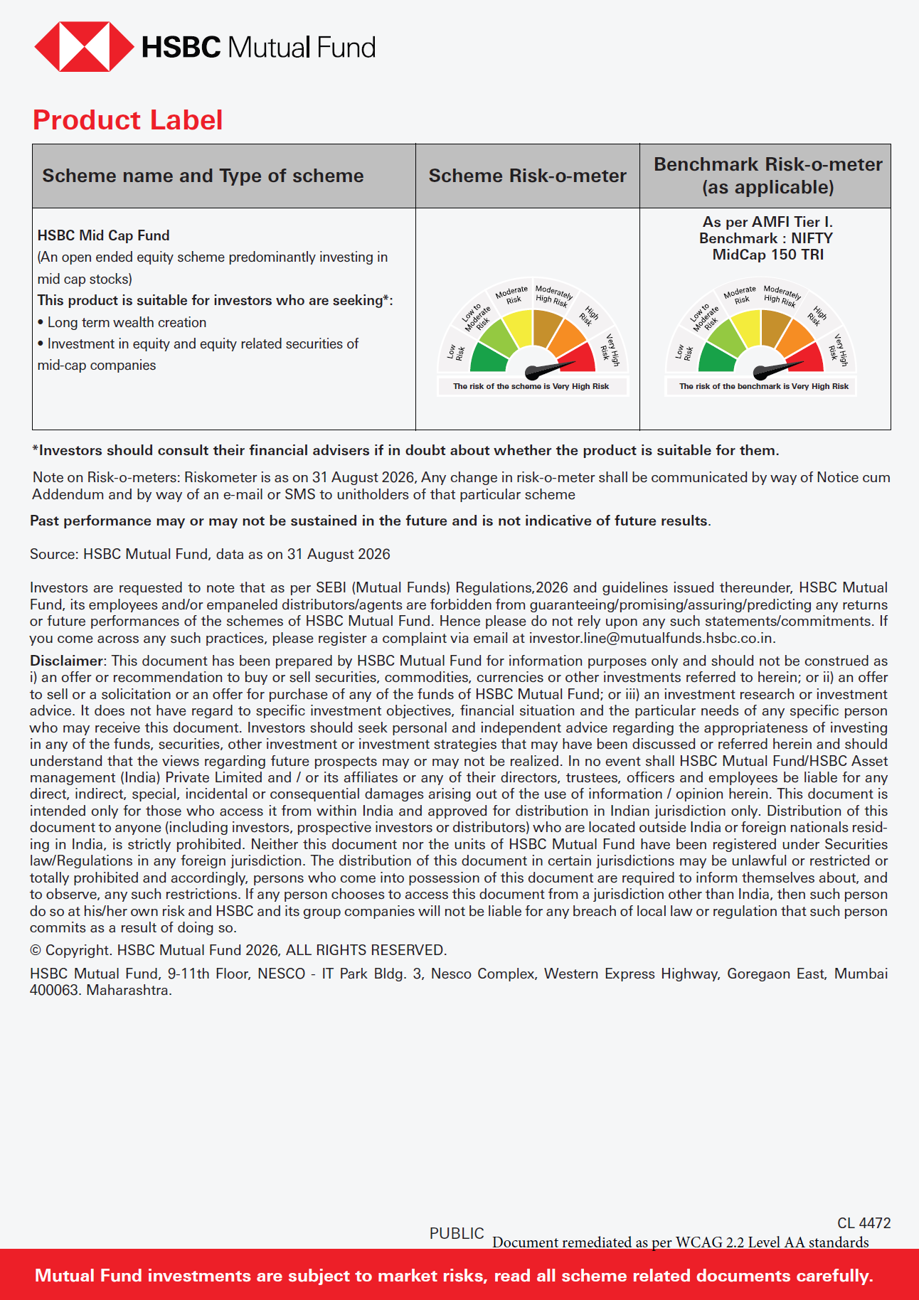 SIP & SIP Top Up Performance Leaflet - HSBC Mid Cap Fund - Sept 24, 2026