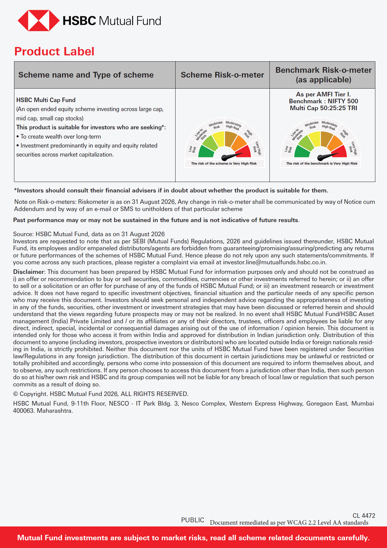 SIP & SIP Top Up Performance Leaflet - HSBC Multi Cap Fund - Sept 24, 2026