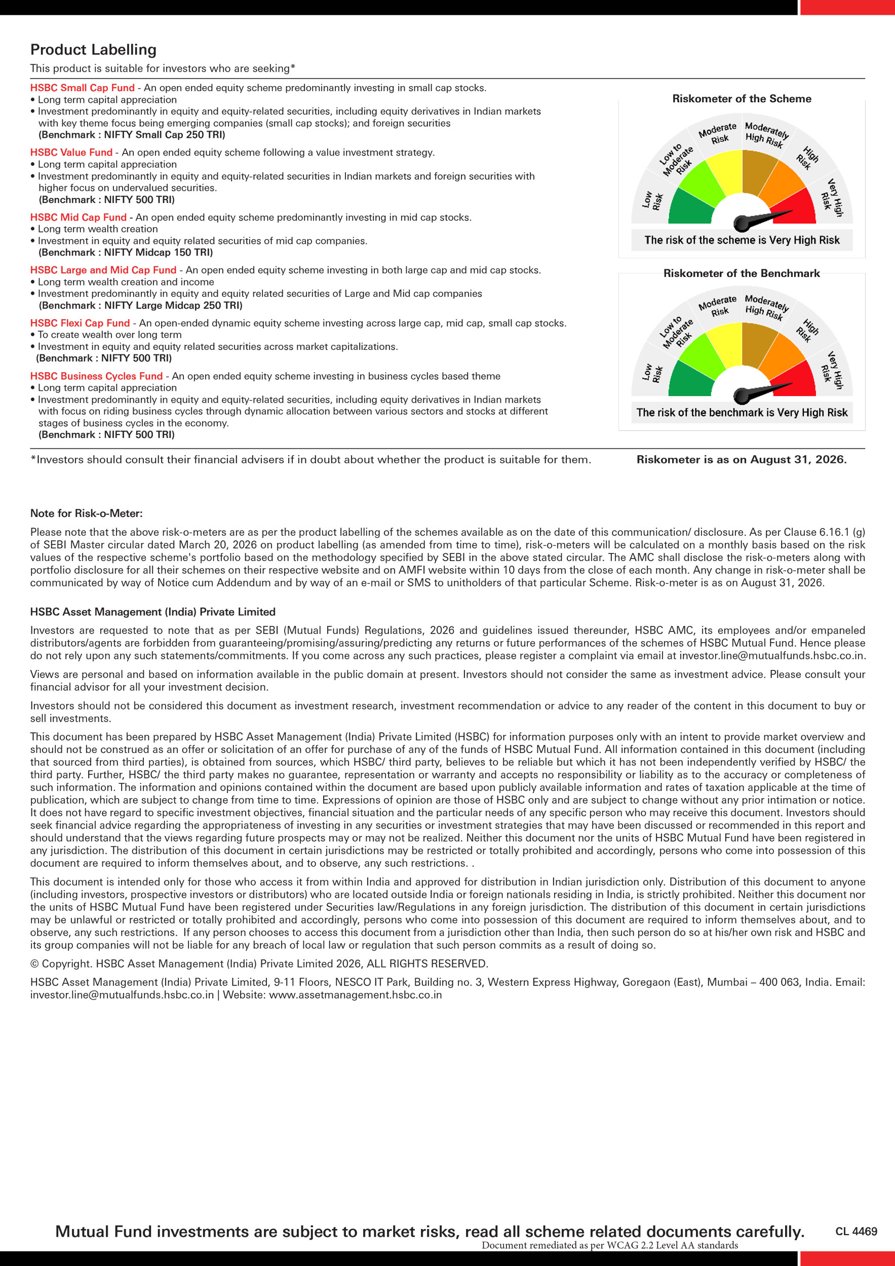 SIP & Lumpsum Performance Leaflet - HSBC Equity Funds - (6 Funds - Reg & Dir) - Sept 24, 2026