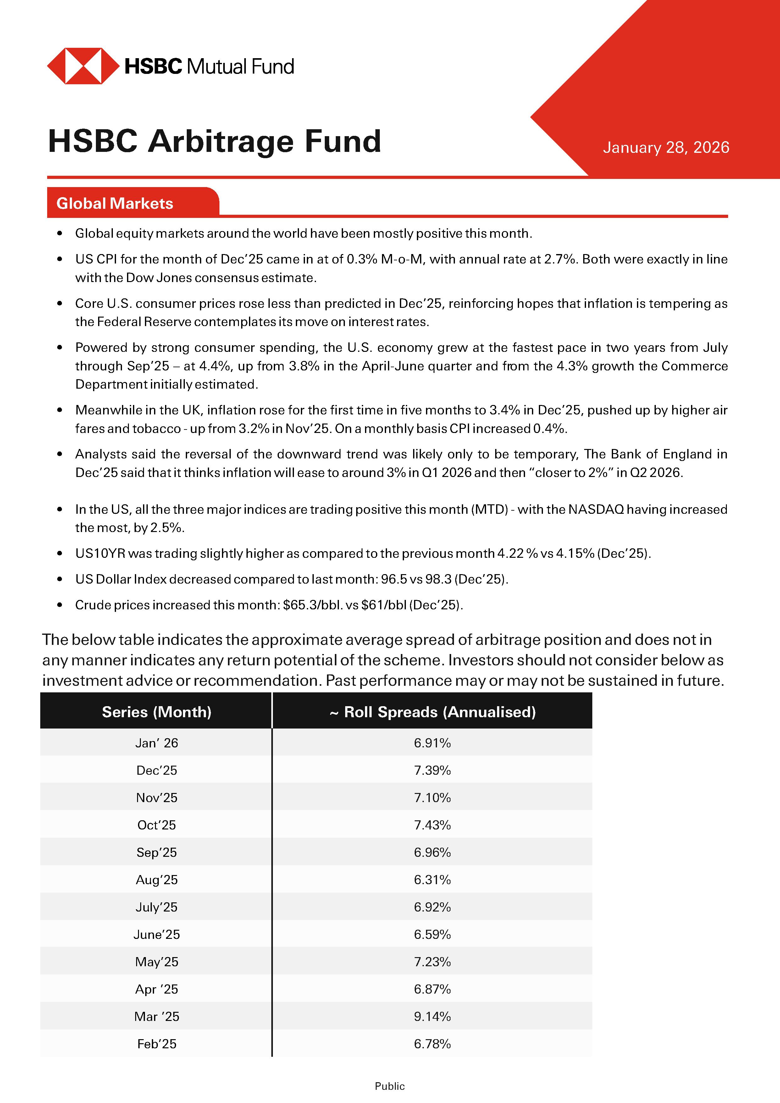 Product Note - HSBC Arbitrage Fund - January 28, 2026