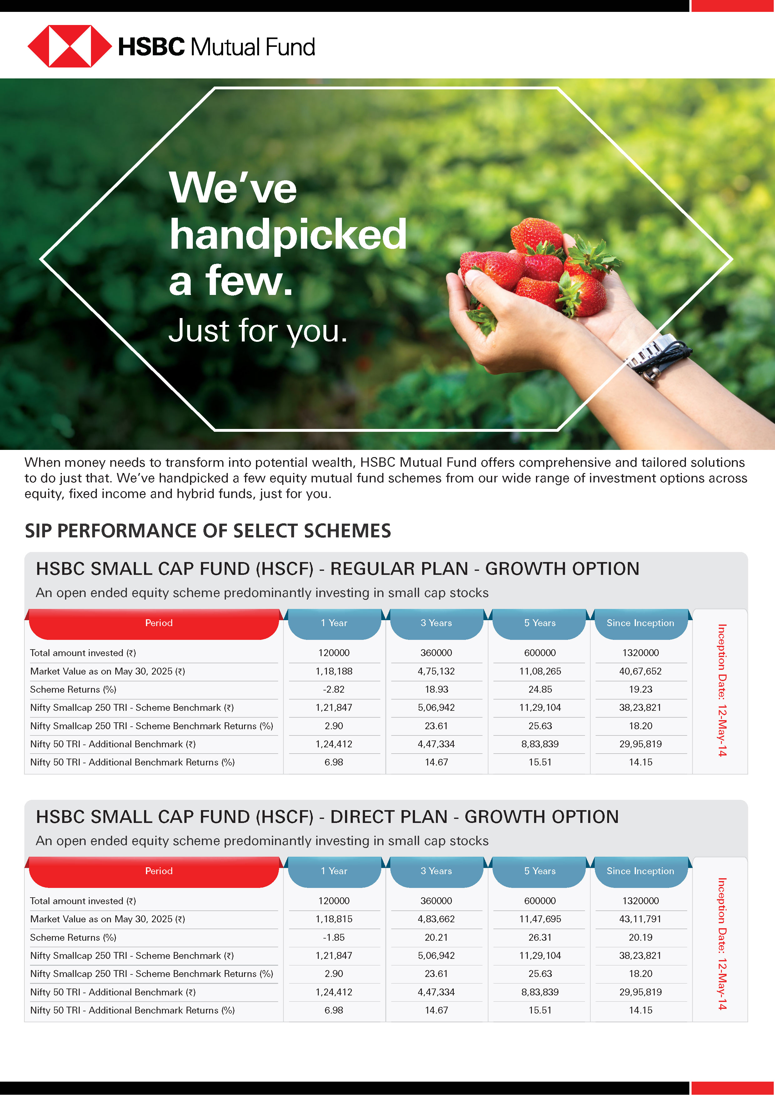 HSBC Equity Funds - SIP & Lumpsum Performance Leaflet - May 2025