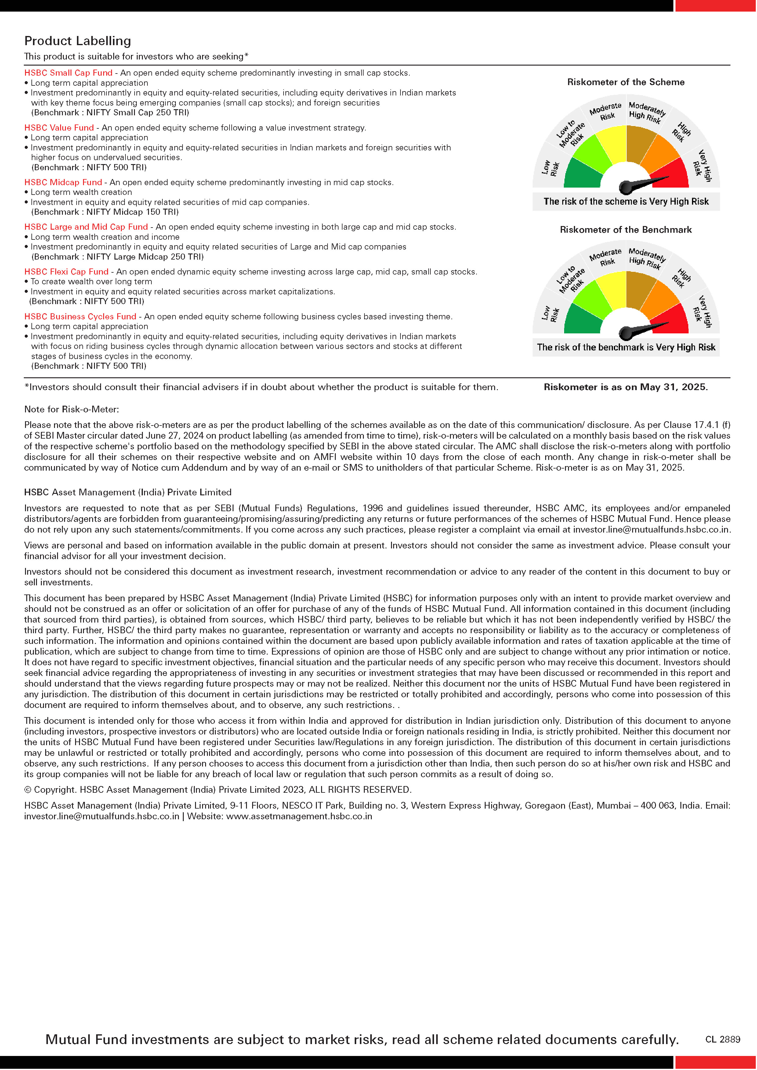 HSBC Equity Funds - SIP & Lumpsum Performance Leaflet - May 2025