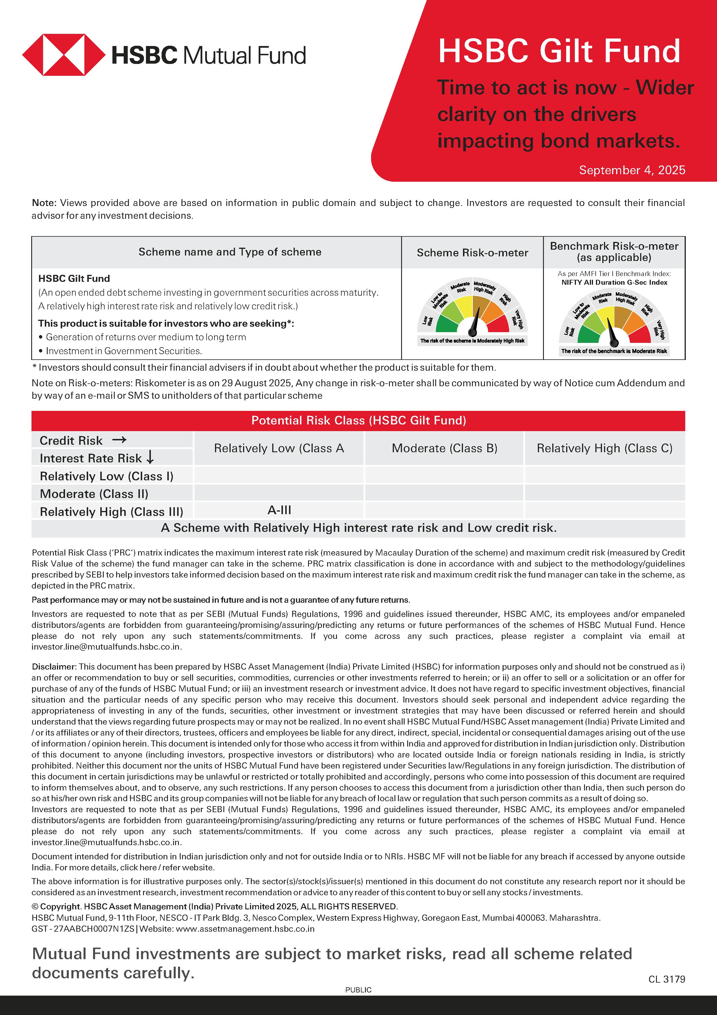 HSBC Gilt Fund - Time to Act is Now - September 4, 2025