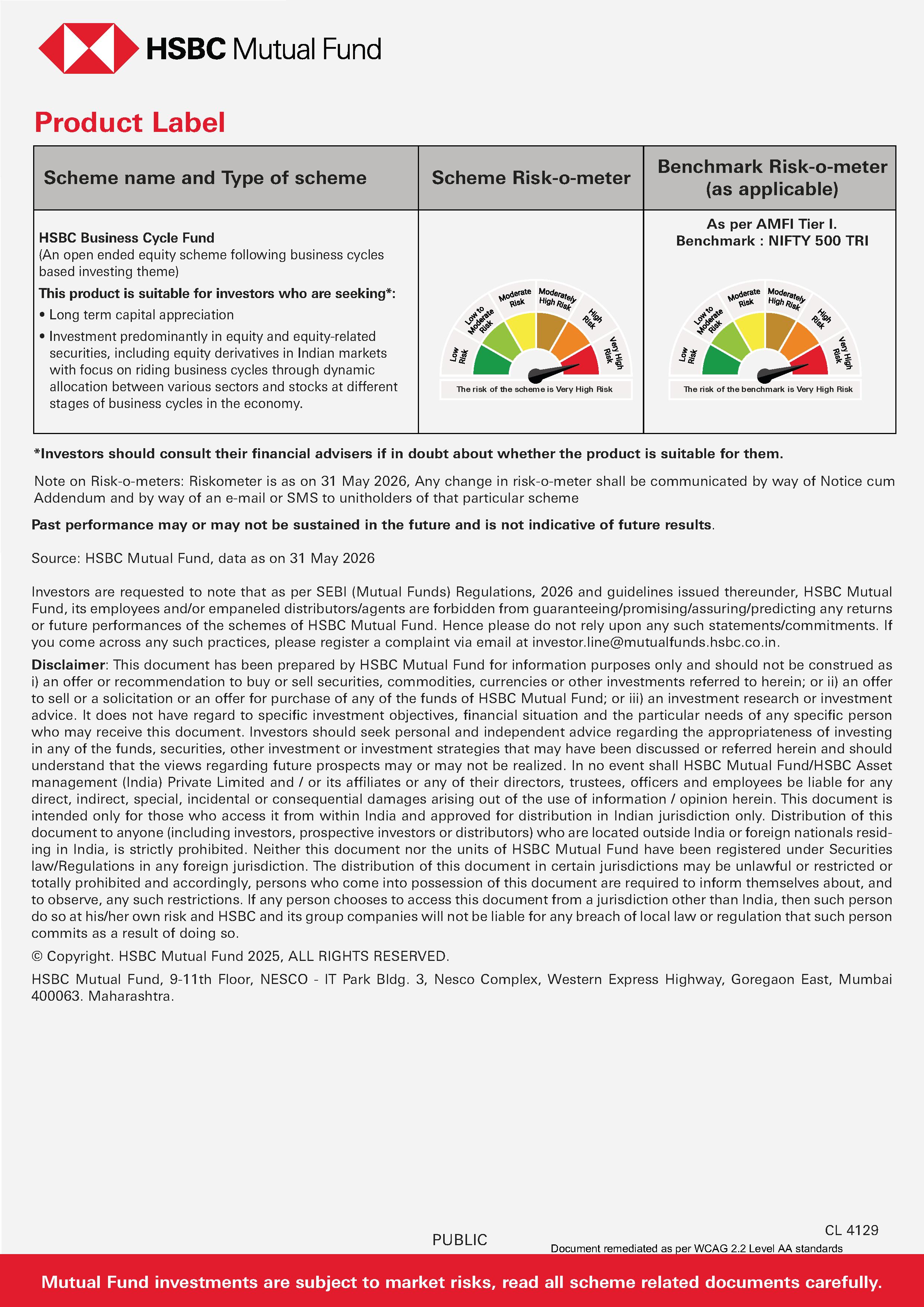 SIP & SIP Top Up Performance Leaflet - HSBC Business Cycle Fund - June 11, 2026
