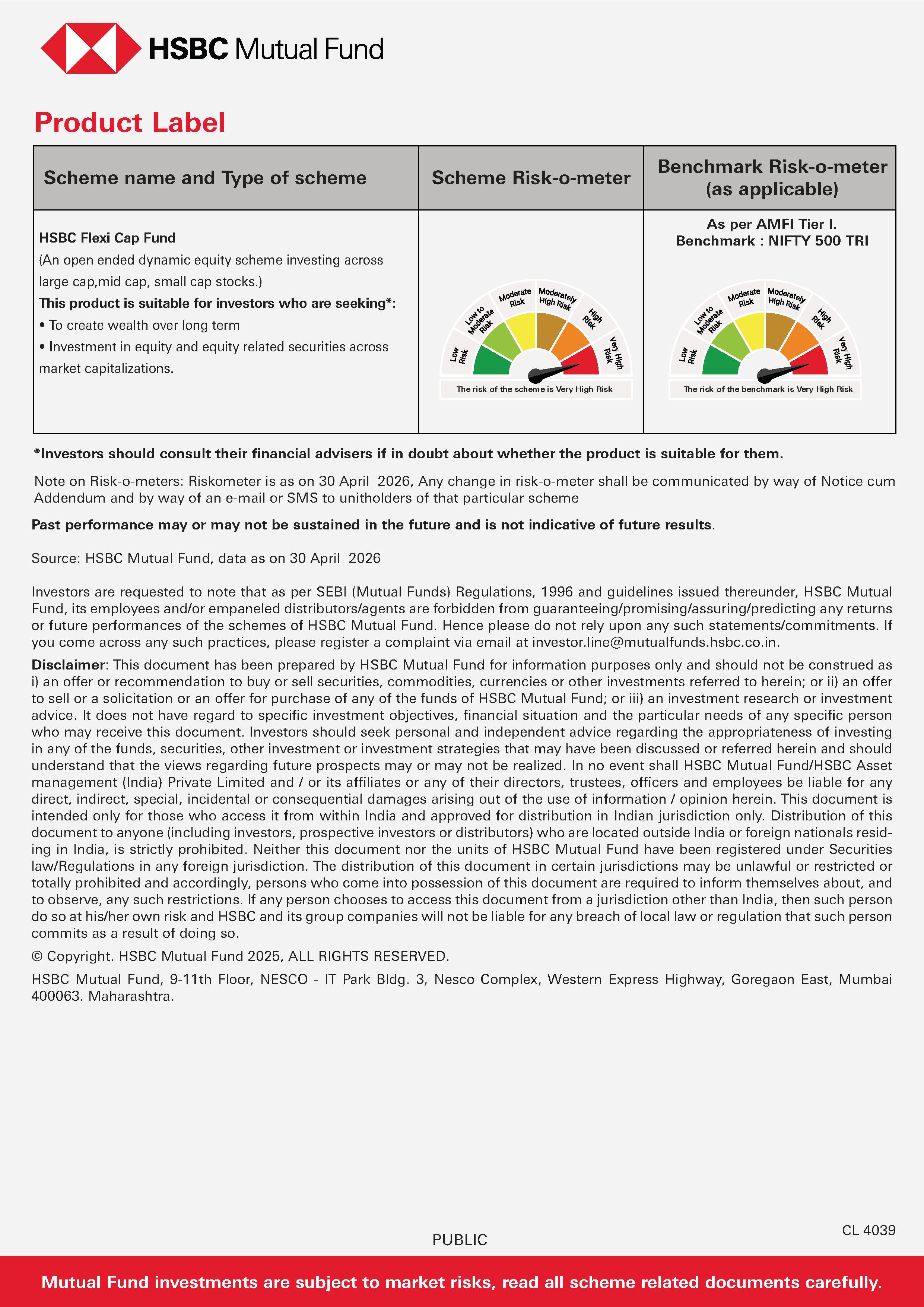 SIP & SIP Top Up Performance Leaflet - HSBC Flexi Cap Fund - May 13, 2026