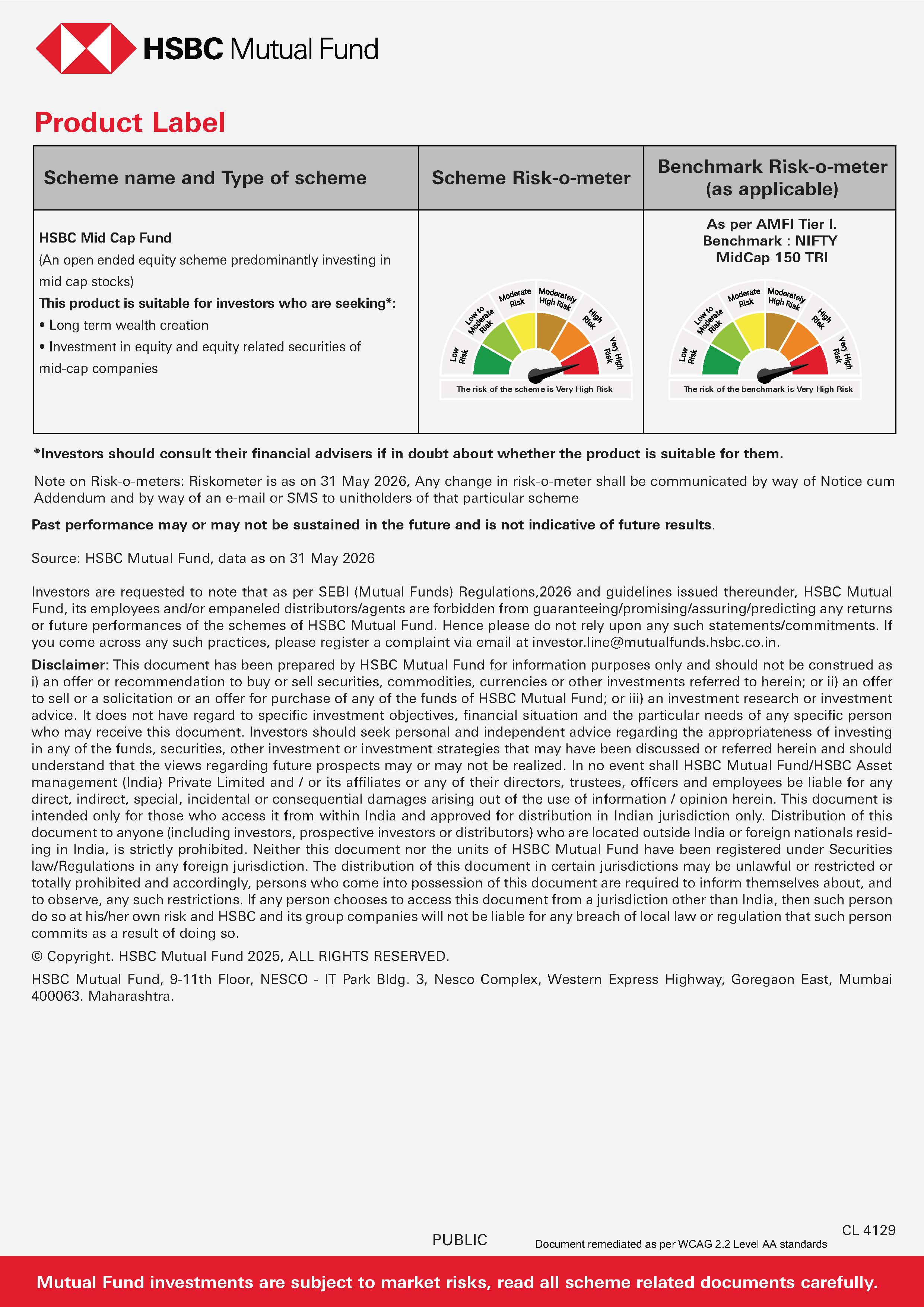 SIP & SIP Top Up Performance Leaflet - HSBC Mid Cap Fund - June 11, 2026