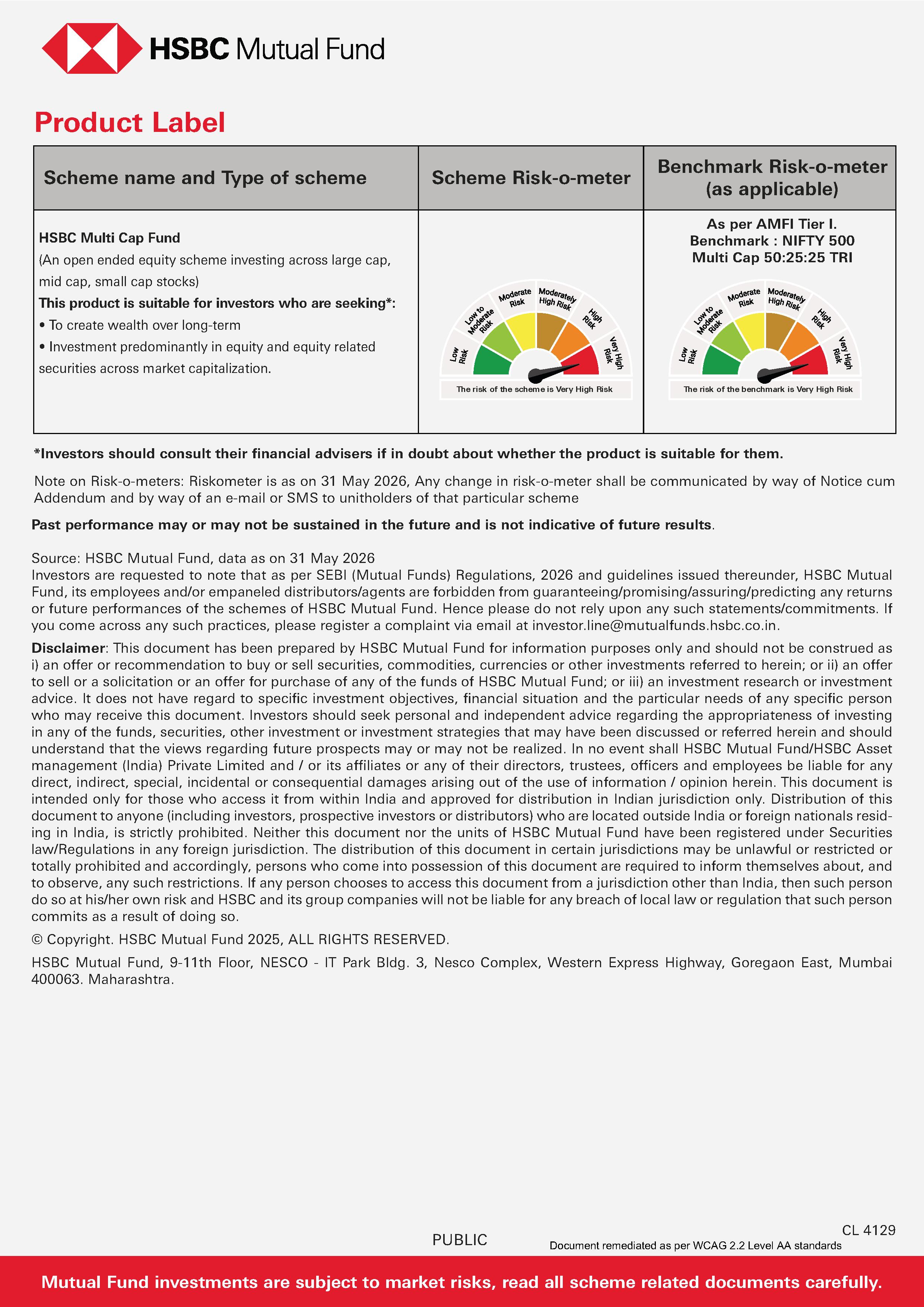 SIP & SIP Top Up Performance Leaflet - HSBC Multi Cap Fund - June 11, 2026