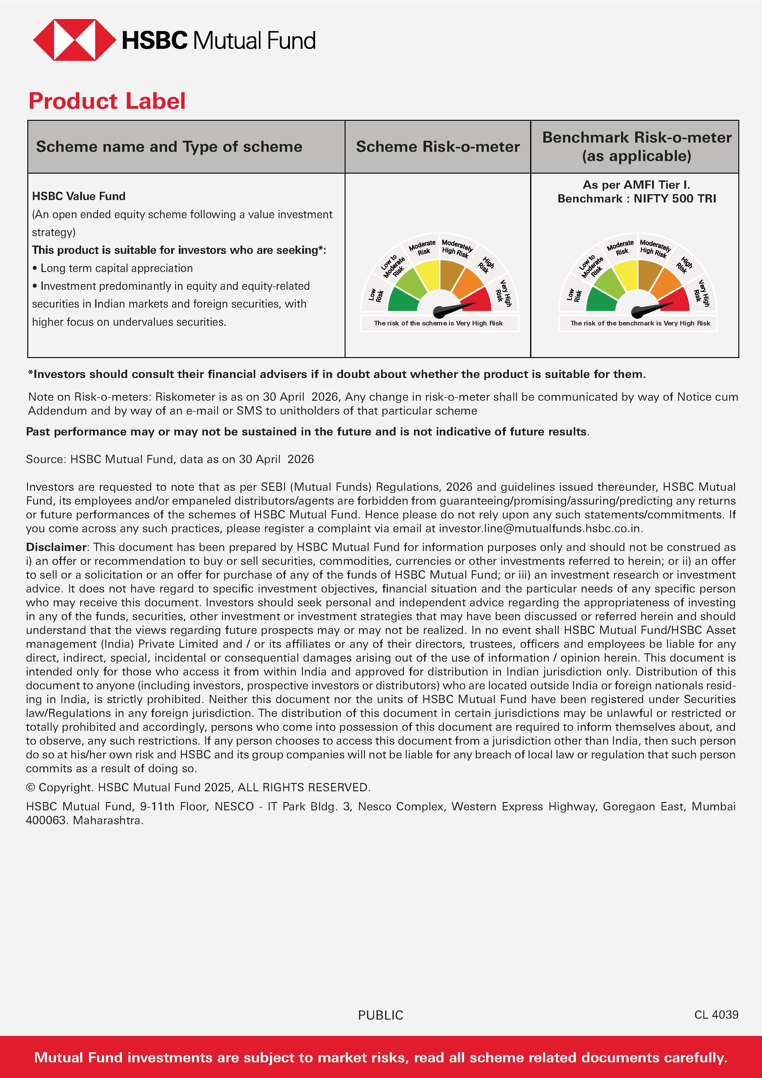 SIP & SIP Top Up Performance Leaflet - HSBC Value Fund - May 13, 2026